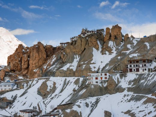 Winter season and snow cover at dhankar village – Spiti